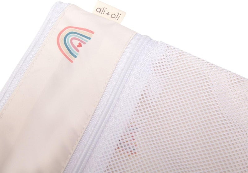 Ali+Oli Water Resistant Dual-Compartment Wet-Dry Bag for Travel, Hook to Stroller, Daycare, Diapers, Diaper Bag, Clutch Bag,15x12 inches (Rainbows) - Image 3